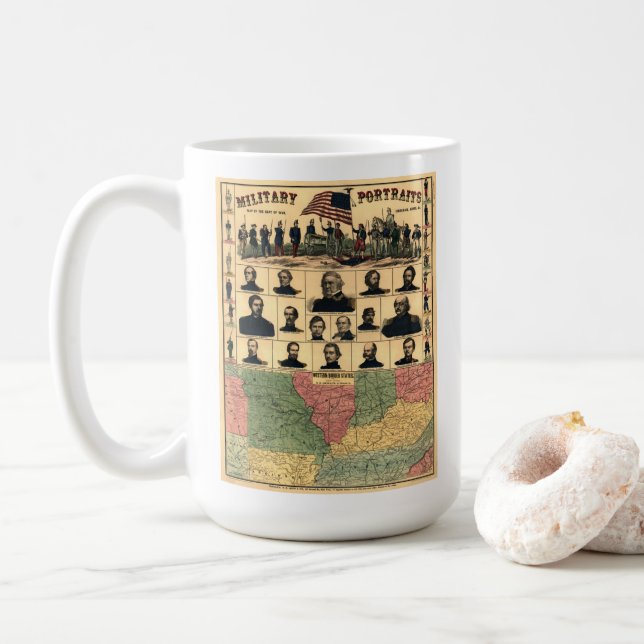 Civil Krig Gräns Militär Porträtt 1861, återställd Kaffemugg (Med munk)