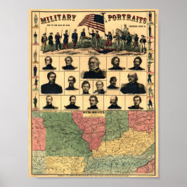 Civil Krig Gräns Militär Porträtt 1861, återställd Poster