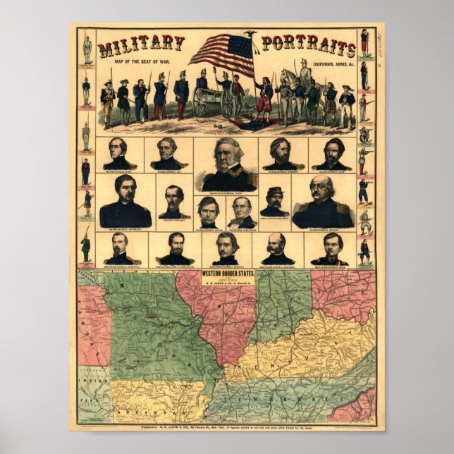 Civil Krig Gräns Militär Porträtt 1861, återställd Poster (Framsidan)