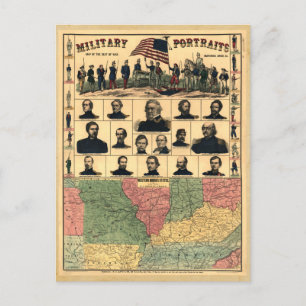 Civil Krig Gräns Militär Porträtt 1861, återställd Vykort