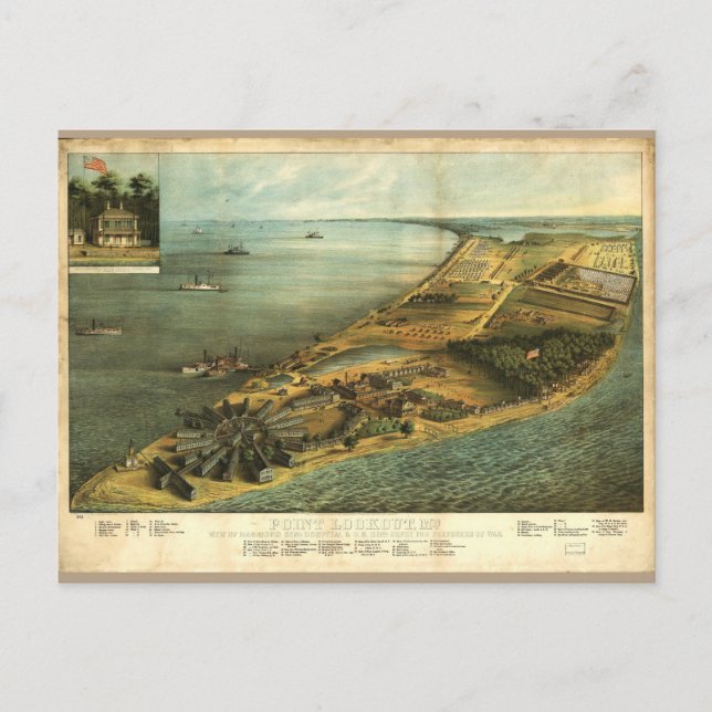 Civil Krig Hammond General Hospital och fängelset  Vykort (Framsida)