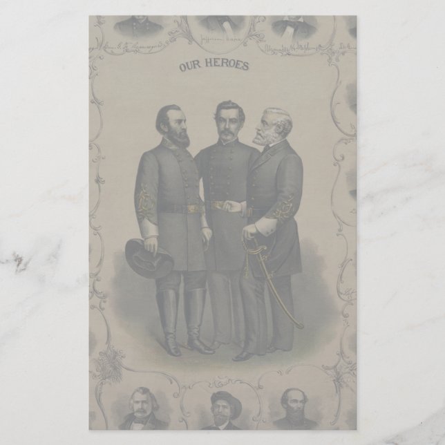 Civil Krig 🎖️ ⚔️ Heroes Confederate Generals Brevpapper (Framsida)