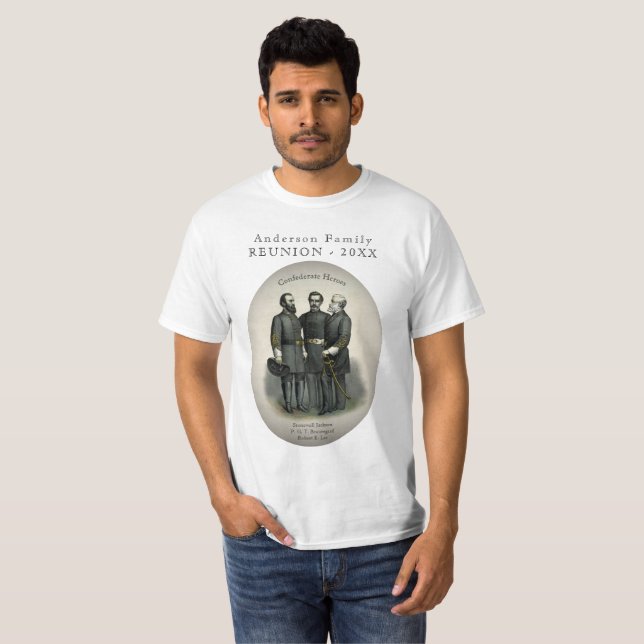 Civil Krig 🎖️ ⚔️ Heroes Confederate Generals Tee (Hel framsida)
