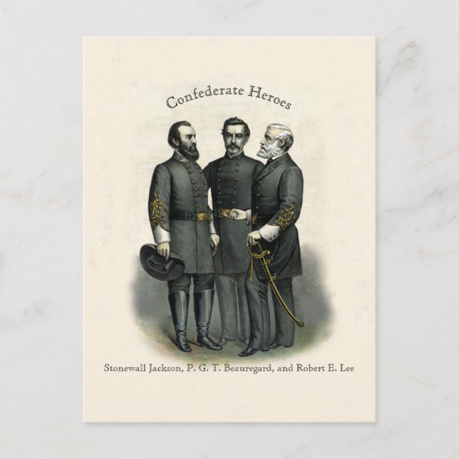 Civil Krig 🛡️ Heroes Stonewall BeaureferLee Vykort (Framsida)