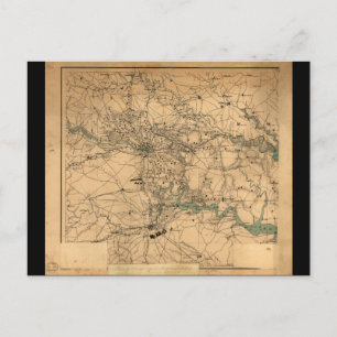 Civil Krig Karta of Richmond och Petersburgh (1864 Vykort