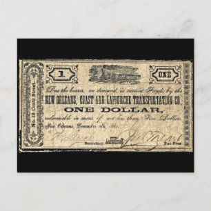 Civil Krig Script New Orleans Kusten Antique Money Vykort