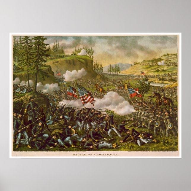 Civil Krig-slaget i Chickamauga av Kurz & Allison Poster (Framsidan)