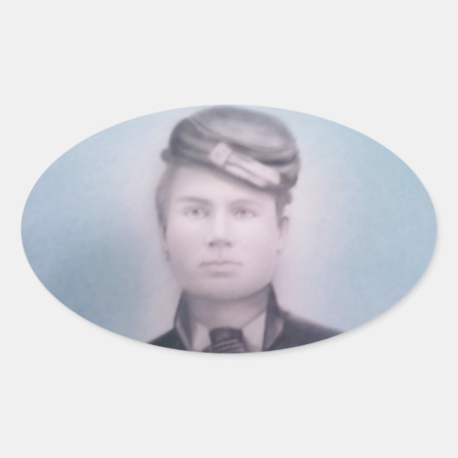 Civil Krig Soldier Ovalt Klistermärke (Framsida)