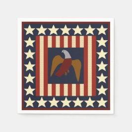 Civil Krig Union Eagle & Stars Quilt Square Napkin Pappersservett
