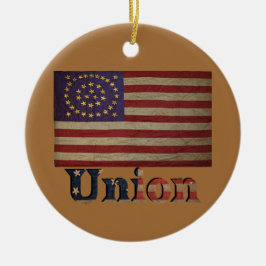 Civil Krig Union Flagga ✨ Antique Historie Julgransprydnad Keramik