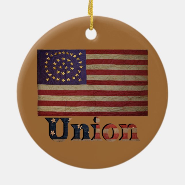 Civil Krig Union Flagga ✨ Antique Historie Julgransprydnad Keramik (Baksidan)
