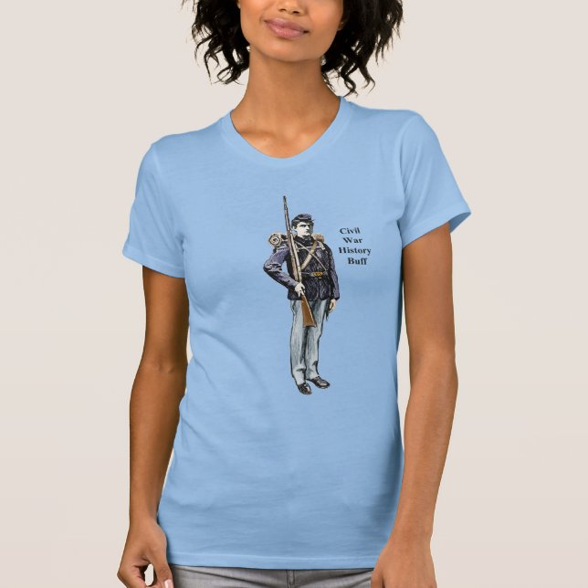 Civil Krig Union Soldier med Rifle Illustration T Shirt (Framsida)