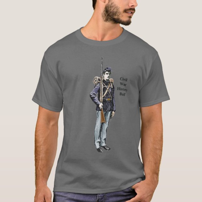 Civil Krig Union Soldier med Rifle Illustration. T Shirt (Framsida)