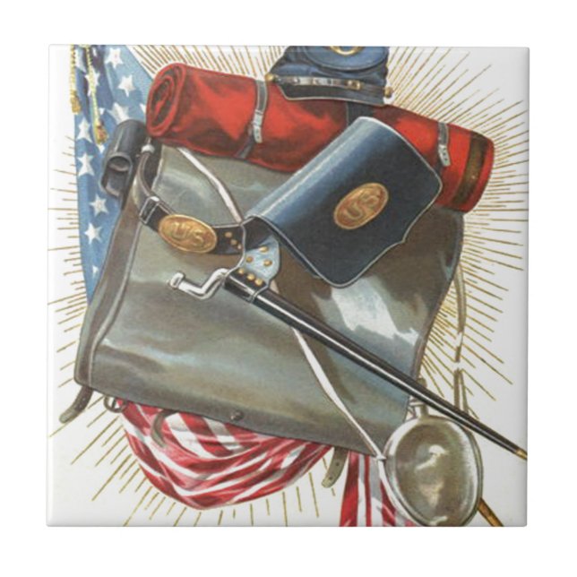 Civil Krig US Flagga Bayonet Canota Kakelplatta (Framsidan)