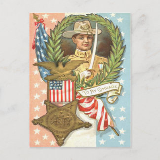 Civil Krig US Flagga Cavalry Wandan Vykort