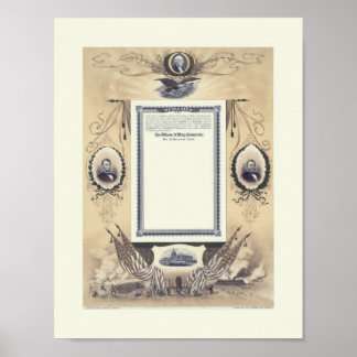 Civil Krig Veterans Certificate-Union Poster