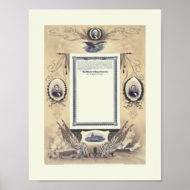 Civil Krig Veterans Certificate-Union Poster (Framsidan)