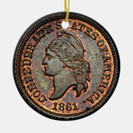 Civila Krig Confederate USA Penny Julgransprydnad Keramik
