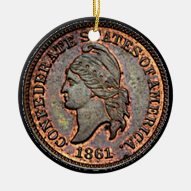 Civila Krig Confederate USA Penny Julgransprydnad Keramik (Framsidan)
