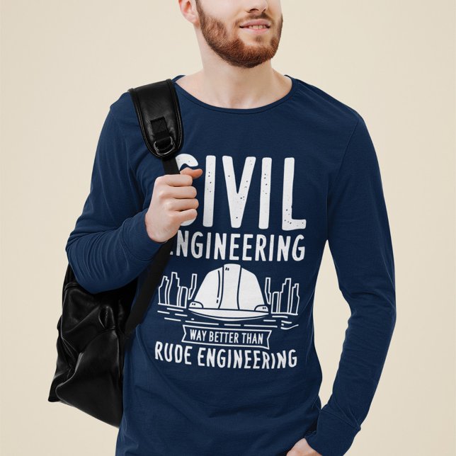 Civilingenjörsarbete på ett bättre sätt än Rude En T Shirt (Funny Engineering Long Sleeves Navy Blue T-Shirt)