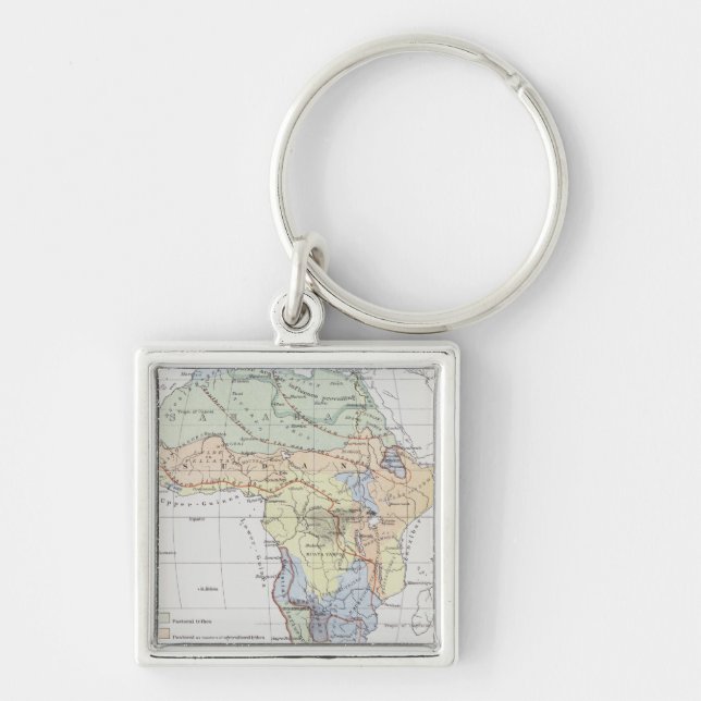 Civilisationer av afrikan fyrkantig silverfärgad nyckelring (Framsidan)
