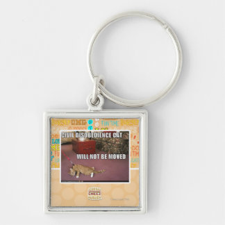 Civilmotståndkatt Fyrkantig Silverfärgad Nyckelring