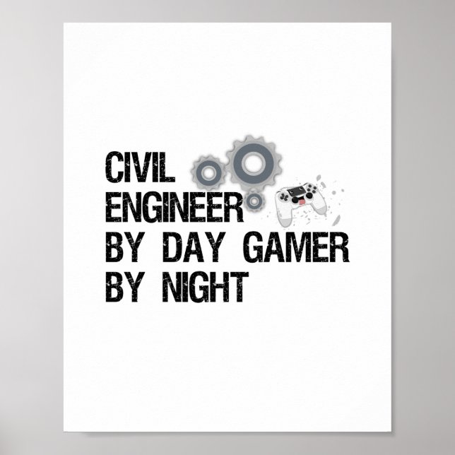 Civilt Ingenjör efter dagspelaren per natt Poster (Framsidan)
