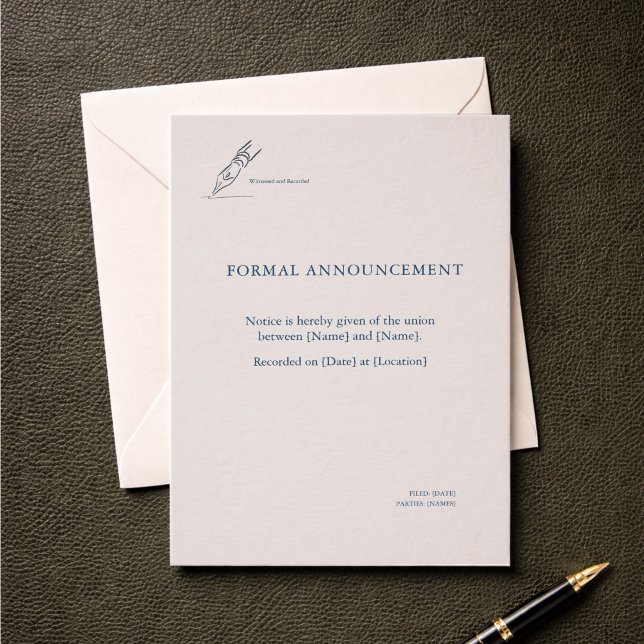 Civilt vigselregister Bröllopsannonsering  Inbjudningar (Civil Courthouse Ceremony Announcement Card)
