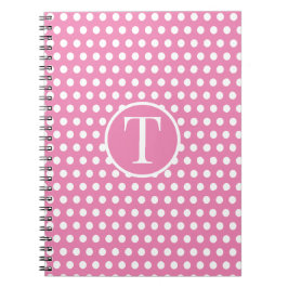 Cjic Cute retro initial brev Polka Dotd Rosa Anteckningsbok