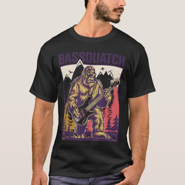 CJs Cryptid Sasquatch Bass Guitar Gifts Bassquatch T Shirt (Framsida)