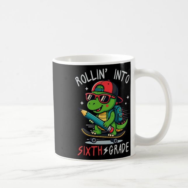 Ck Till Skolan Rullar In I 6:e Klass T-rex Skatebo Kaffemugg (Höger)