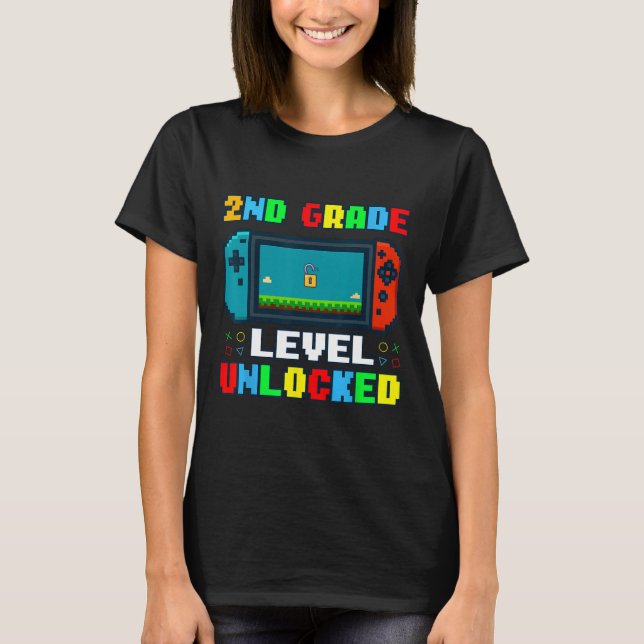 Ck To School 2nd Grade Level Unlocked Gamer Kids B T Shirt (Framsida)