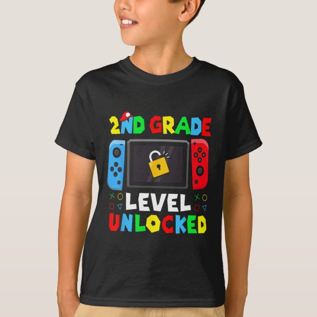 Ck To School 2nd Grade Level Unlocked Gamer Kids B T Shirt (Framsida)