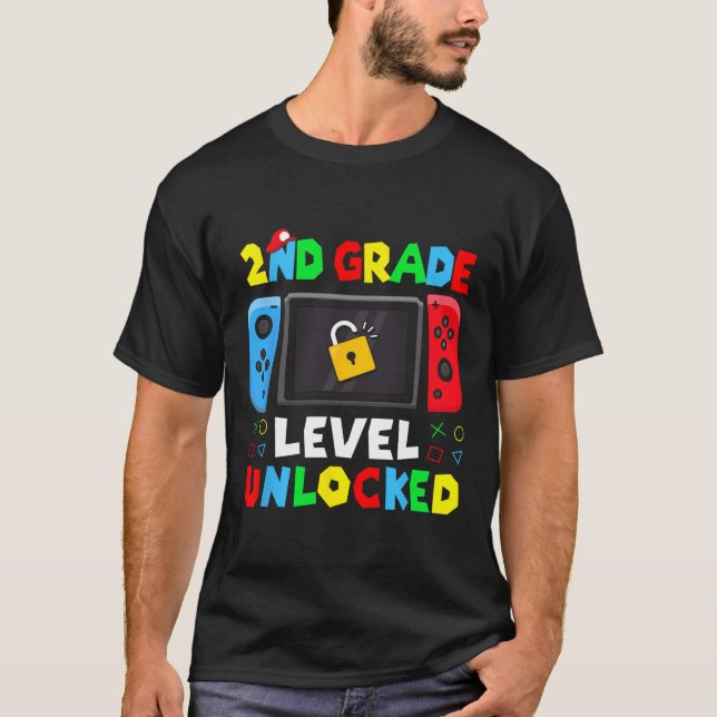 Ck To School 2nd Grade Level Unlocked Gamer Kids B T Shirt (Framsida)