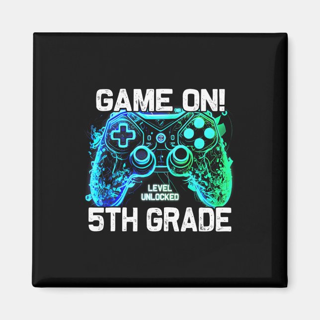 Ck To School 5th Grade Boys Gamer First Day School Magnet (Framsidan)