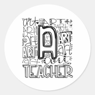 Ck to School Art Teacher Typography Runt Klistermärke