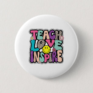 Ck to School Teach Kärlek Inspire Retro Teacher Wo Knapp