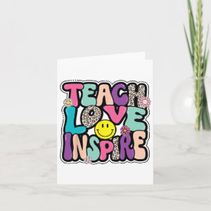 Ck to School Teach Kärlek Inspire Retro Teacher Wo Kort