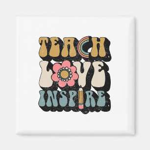 Ck to School Teach Kärlek Inspire Retro Teacher Wo Magnet