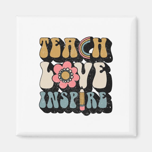 Ck to School Teach Kärlek Inspire Retro Teacher Wo Magnet (Framsidan)