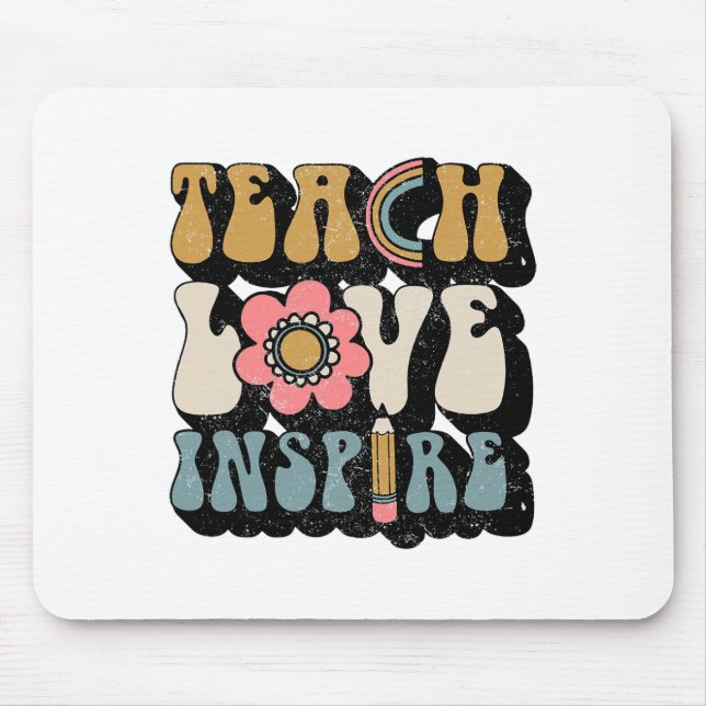 Ck to School Teach Kärlek Inspire Retro Teacher Wo Musmatta (Framsidan)