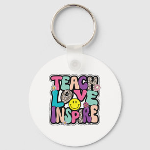 Ck to School Teach Kärlek Inspire Retro Teacher Wo Nyckelring
