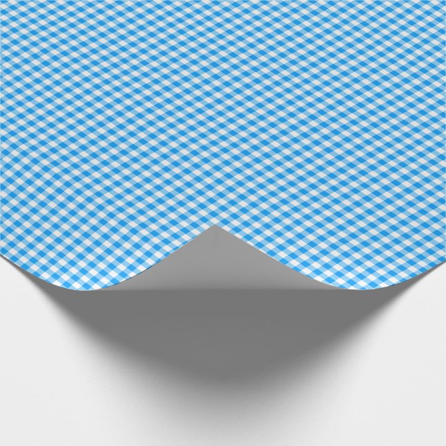 CKC-Gingham 01 Blue och White-Gift Wrapping Papper Presentpapper (Hörn)