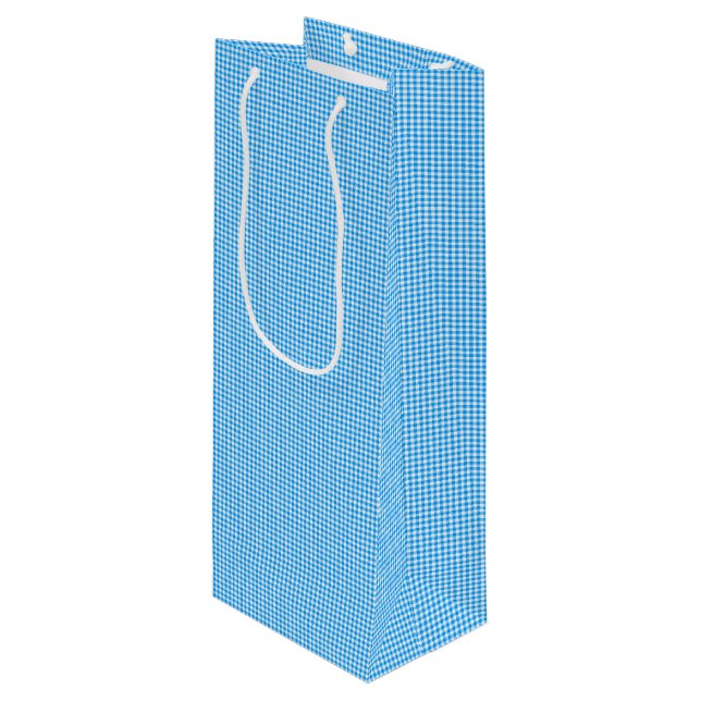 CKC-Gingham 1-Pastel Blue-White-VIN GIFT BAG (Framsidan Vinklad)