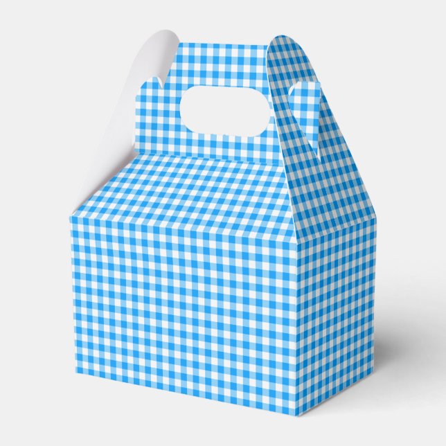 CKC-Gingham-Pastel Blue-White-PARTY FAVOR BOX,gabl Presentaskar (Framsidan Sidan)
