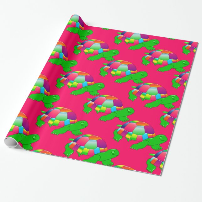 CKC-Lil Glass Turtle, Rosa Gift Wrapping Papper Presentpapper (Utrullad)