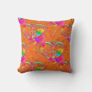 CKC-Peace,Kärlek och Popsicle's-Orange Sq Pillow Kudde