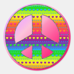 CKC-Peace-symbol 08-Round Stickers/Sälar Runt Klistermärke