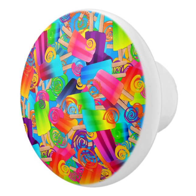 CKC Popsicle Swirls, Blue-CERAMIC PULL KNOB Knopp (Höger)
