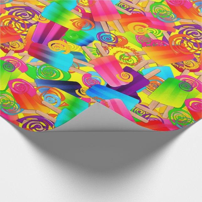 CKC-popsicle Swirls, Gult-Gift Wrapping Papper Presentpapper (Hörn)